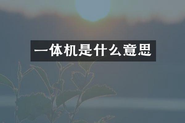 一体机是什么意思