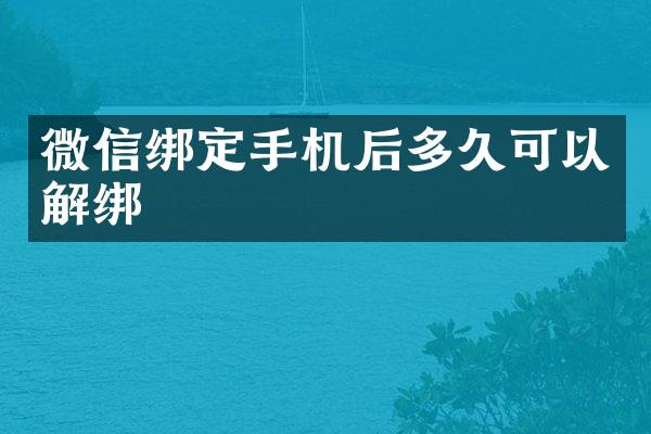 微信绑定手机后多久可以解绑