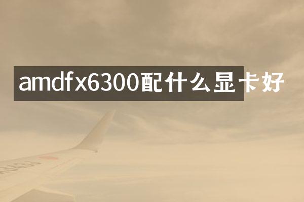 amdfx6300配什么显卡好