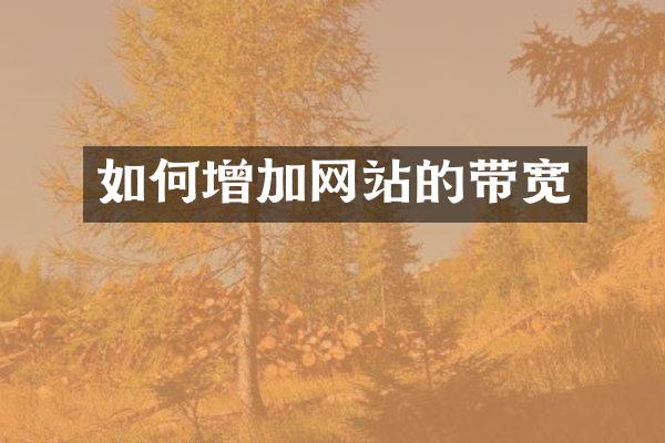 如何增加网站的带宽