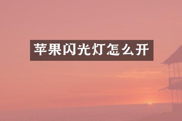 苹果闪光灯怎么开