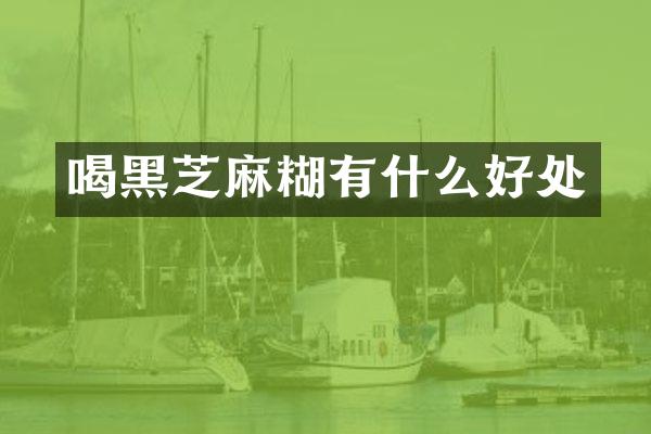 喝黑芝麻糊有什么好处