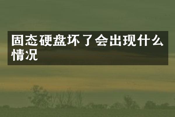 固态硬盘坏了会出现什么情况