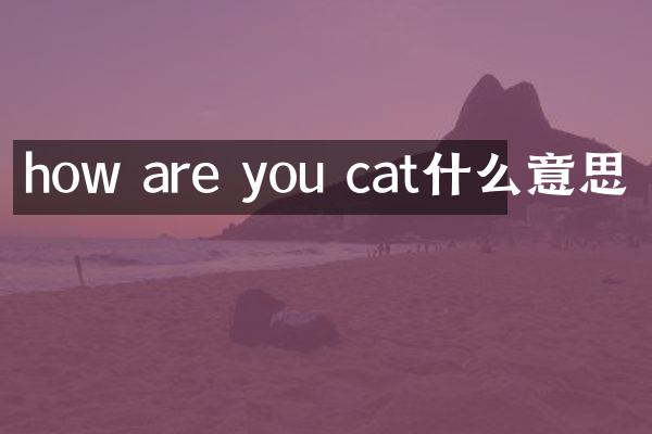 how are you cat什么意思