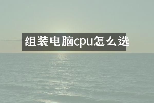 组装电脑cpu怎么选