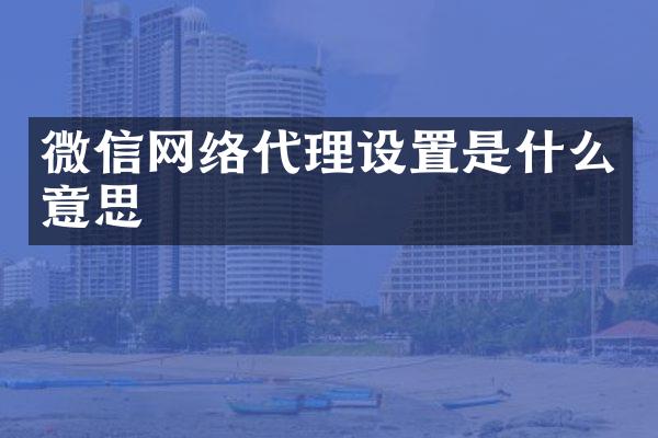 微信网络代理设置是什么意思