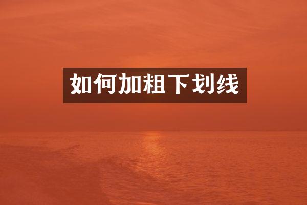 如何加粗下划线