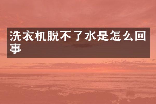 洗衣机脱不了水是怎么回事