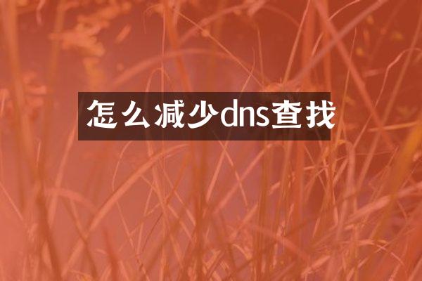 怎么减少dns查找