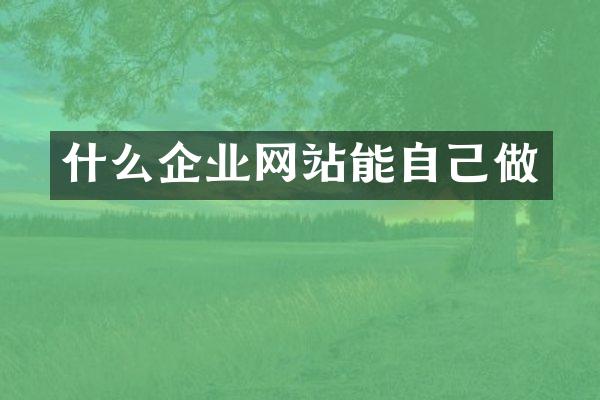 什么企业网站能自己做