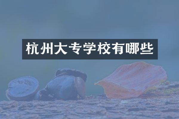 杭州大专学校有哪些