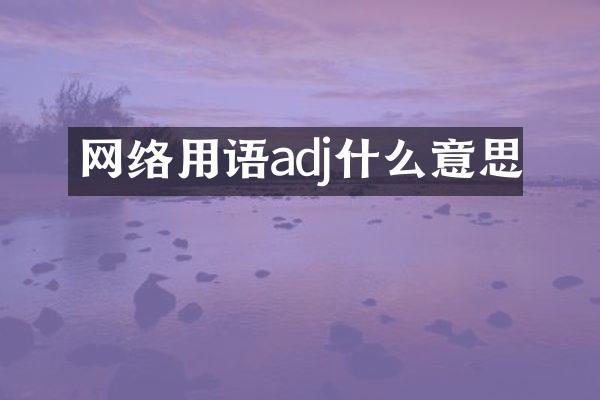 网络用语adj什么意思