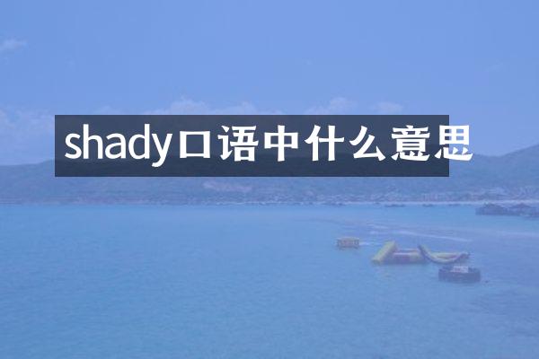 shady口语中什么意思
