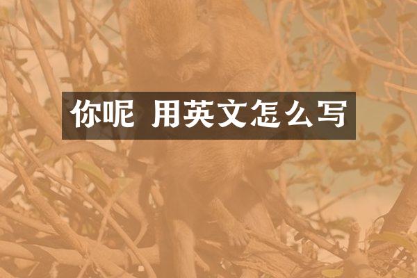 你呢 用英文怎么写