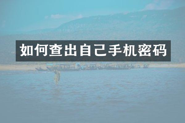 如何查出自己手机密码