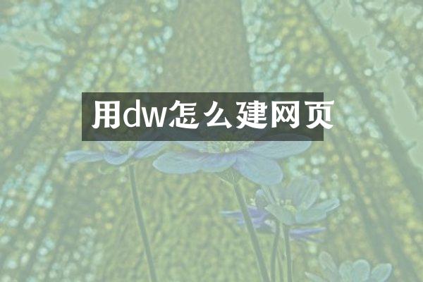 用dw怎么建网页