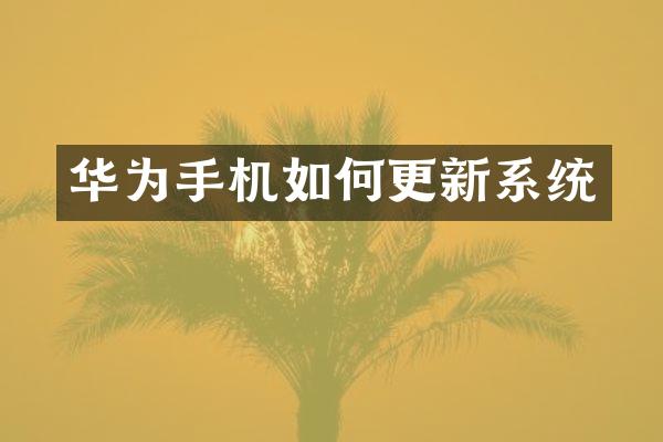 华为手机如何更新系统