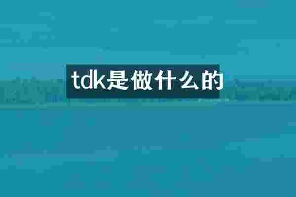 tdk是做什么的