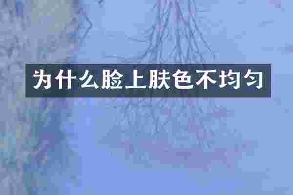 为什么脸上肤色不均匀