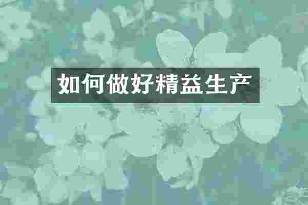 如何做好精益生产