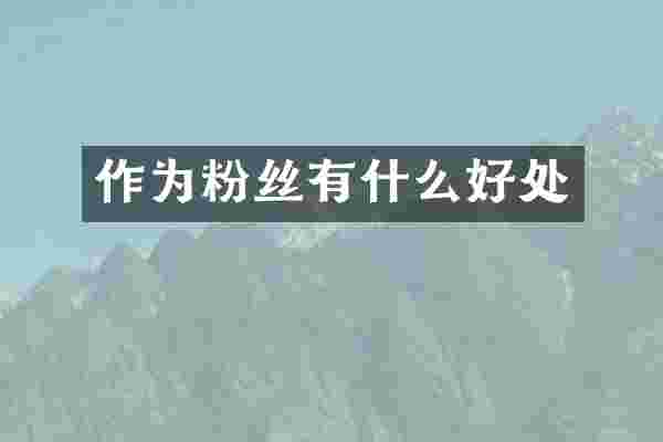 作为粉丝有什么好处