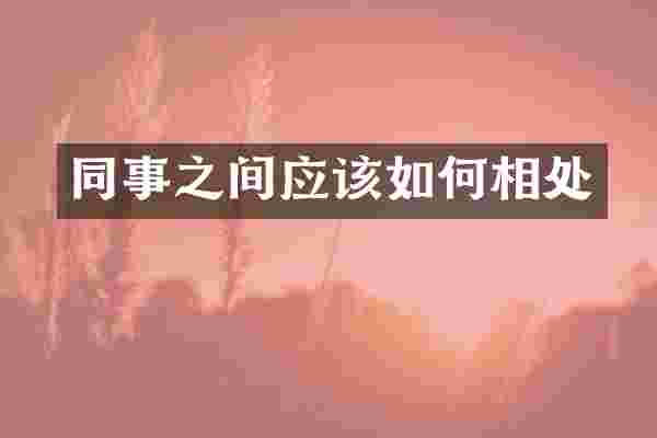 同事之间应该如何相处