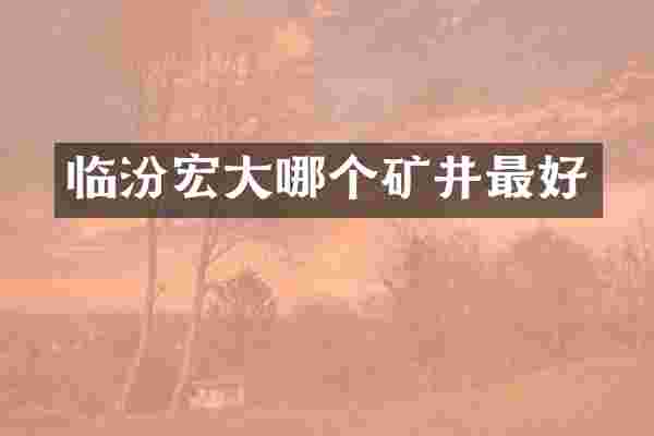 临汾宏大哪个矿井最好