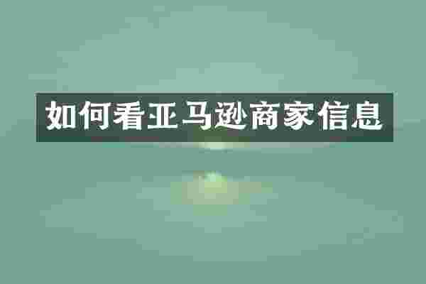 如何看亚马逊商家信息