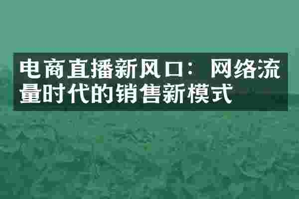 电商直播新风口：网络流量时代的销售新模式