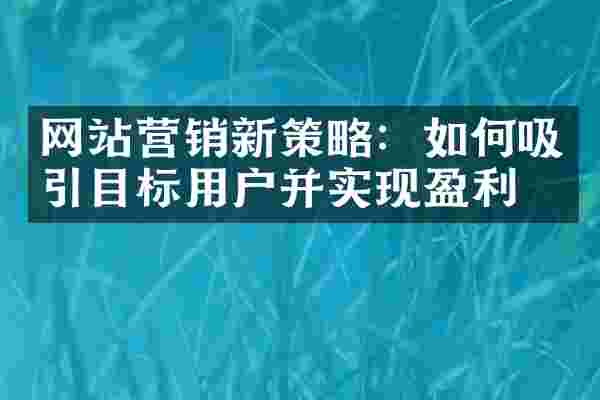 网站营销新策略：如何吸引目标用户并实现盈利