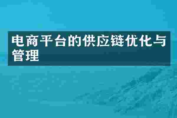 电商平台的供应链优化与管理