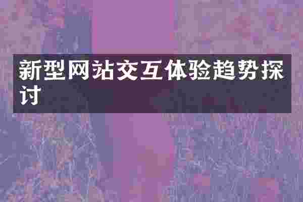 新型网站交互体验趋势探讨