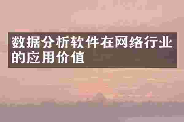 数据分析软件在网络行业的应用价值