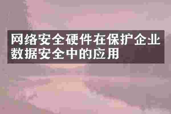 网络安全硬件在保护企业数据安全中的应用