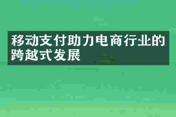 移动支付助力电商行业的跨越式发展