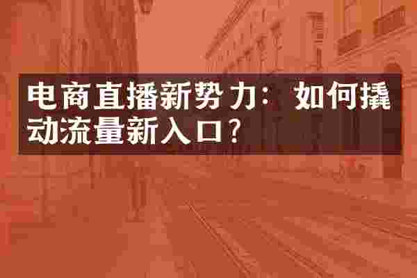 电商直播新势力：如何撬动流量新入口？