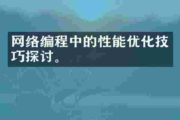 网络编程中的性能优化技巧探讨。