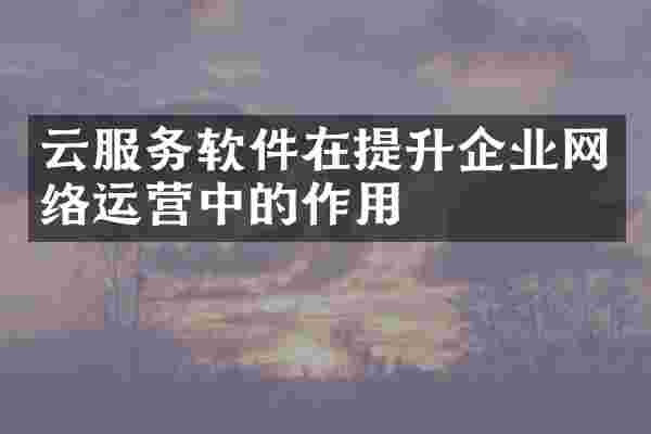 云服务软件在提升企业网络运营中的作用