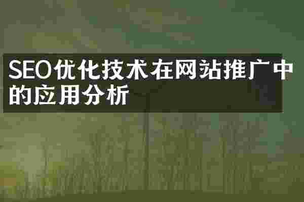 SEO优化技术在网站推广中的应用分析