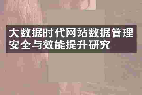 大数据时代网站数据管理安全与效能提升研究