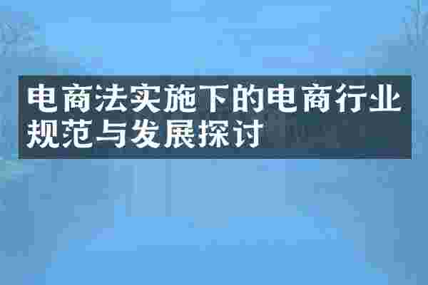 电商法实施下的电商行业规范与发展探讨