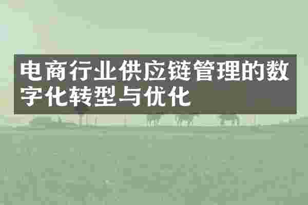 电商行业供应链管理的数字化转型与优化