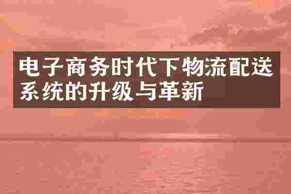 电子商务时代下物流配送系统的升级与革新