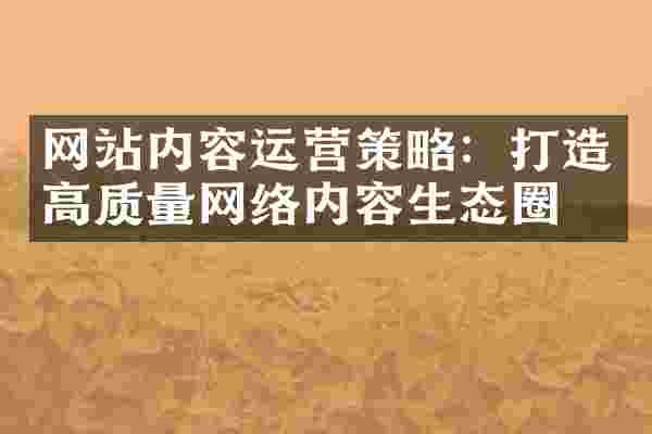 网站内容运营策略：打造高质量网络内容生态圈