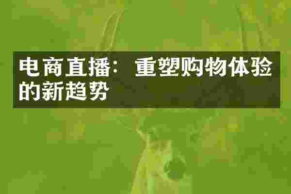 电商直播：重塑购物体验的新趋势