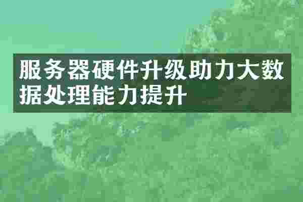 服务器硬件升级助力大数据处理能力提升