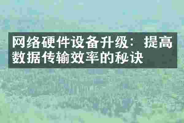网络硬件设备升级：提高数据传输效率的秘诀