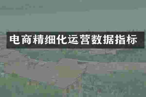 电商精细化运营数据指标