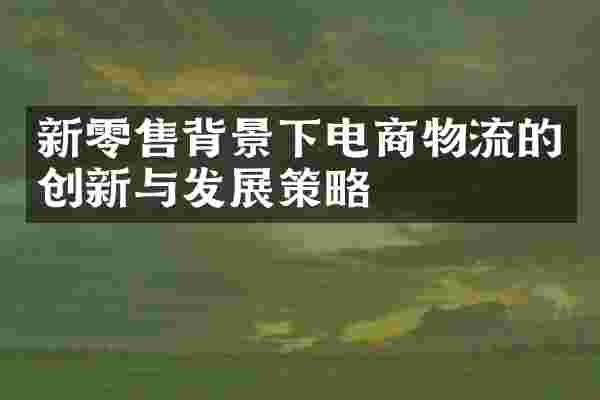 新零售背景下电商物流的创新与发展策略