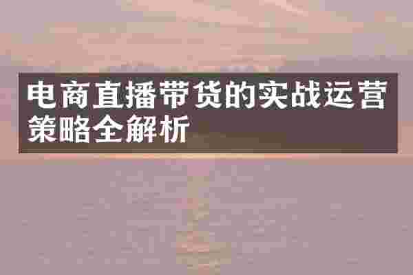 电商直播带货的实战运营策略全解析